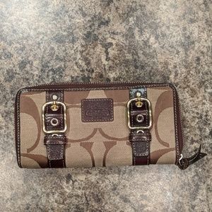 Brown & Tan Coach zip wallet